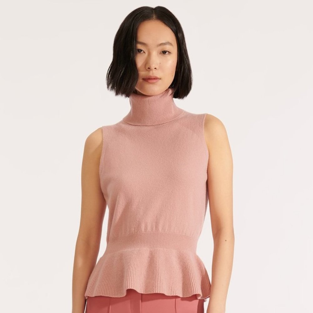 Veronica Beard Cashmere Sleeveless Turtleneck NOOR LARGE Powder Pink NEW w Tags